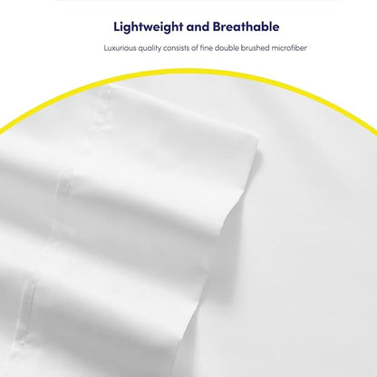 Queen Sheets White - 6 Piece 1500 Supreme Collection Fine Brushed Microfiber Deep Pocket Queen Sheet Set Bedding - 2 Extra Pillow Cases, Great Value, Queen, White