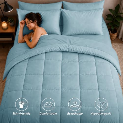 Anluoer Full Size Comforter Sets, 7 Piece Bed in a Bag Full Bedding Sets