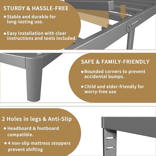 ITIMIDI 10 Inch Twin Platform Bed, Heavy Duty Steel, No Box Spring, Black