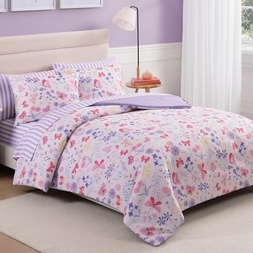 Twin Comforter Set with Sheets for Girls-5 Pieces Twin Bedding Sets Printed
