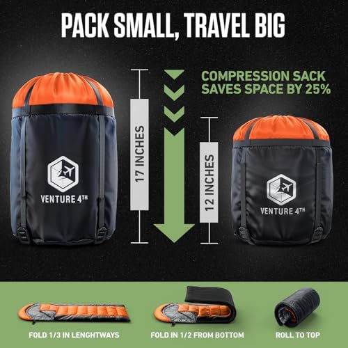 VENTURE 4TH Backpacking Sleeping Bag for Camping - Single, XXL & Double
