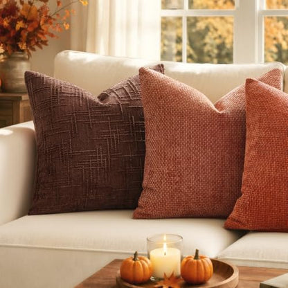 MIULEE Fall Decorative Rust Couch Throw Pillow Covers 18x18 Inch 2 Pack
