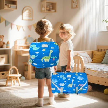 Toddler Nap Mat with Removable Pillow & Blanket Roll Up Storage Kids Sleeping Bag Soft and Comfortable Toddler Sleeping Bags for Travel Camping Daycare Preschool