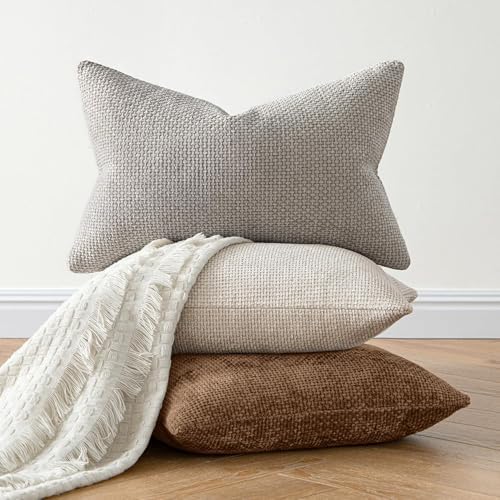 MIULEE Decorative Couch Throw Pillow Covers 20x20 in Golden Brwon 2 Pack