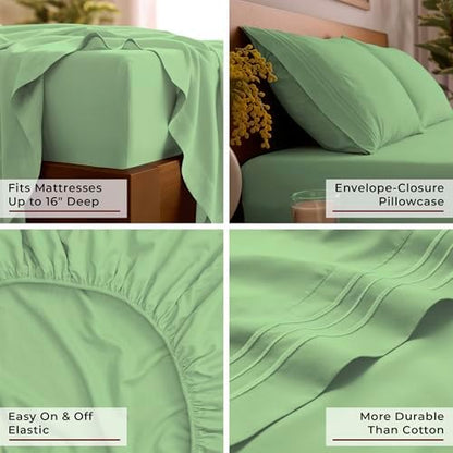 Mellanni Iconic 3-Piece, Ultra Soft Sheet Set (Twin XL, Pistachio)