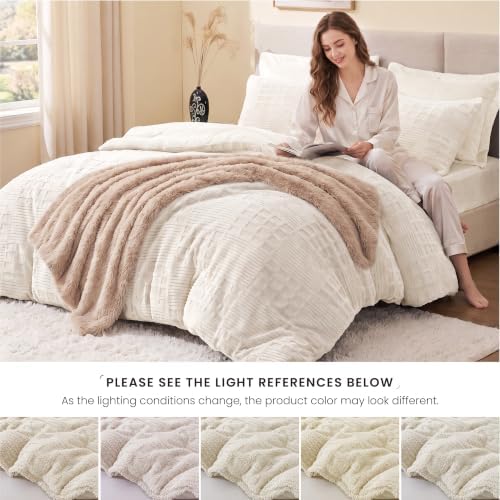 EXQ Home Waffle Fluffy Comforter Set Twin Size - Beige