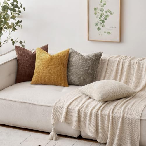 MIULEE Decorative Couch Throw Pillow Covers 18x18 in Red Brown 2 Pack