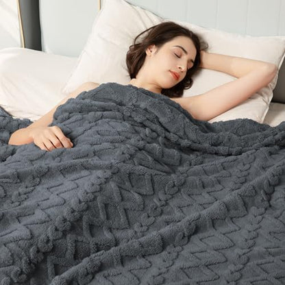 Aganear Fleece Throw Blanket for Couch Sofa 60"x80" Grey