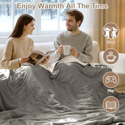 Heated Blanket Queen Size Dual Control Electric Blanket Queen, Grey