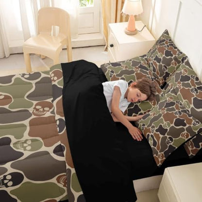 Erosebridal Camo Skull Halloween 7 Piece Bedding Set Full