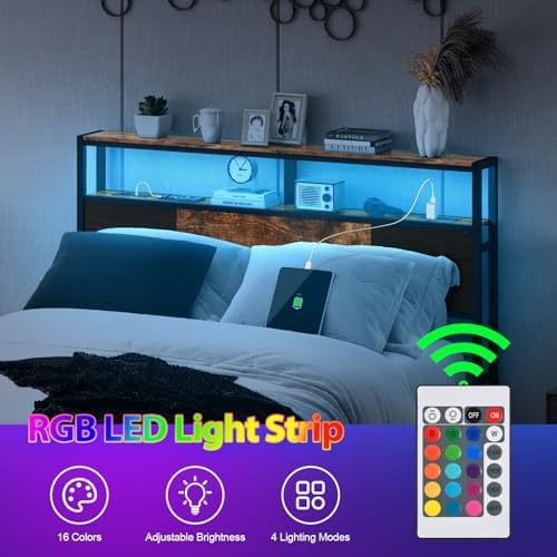 Headboard Queen Size, Headboards with Charging Station,Easy Assembly