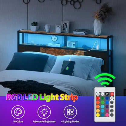 Headboard Queen Size, Headboards with Charging Station,Easy Assembly