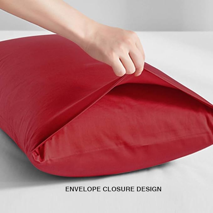 FLXXIE Body Pillow Cover - Super Soft Microfiber 20x54 Body Pillow Case - Envelope Closure, Wrinkle, Stain Resistant 20x54 Long Pillowcase, Wine Red