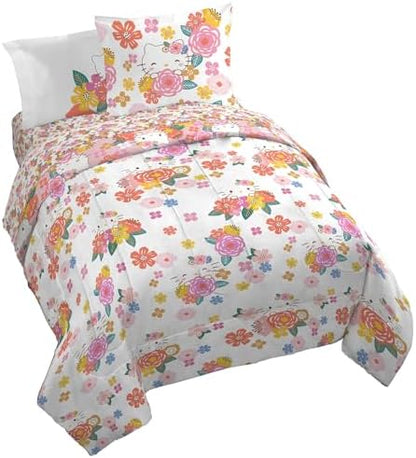 Sanrio Hello Kitty King Comforter Set 7 Piece Floral Bedding, Multi