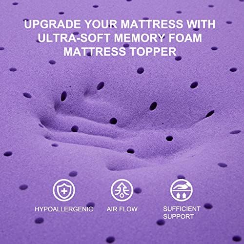 SINWEEK 3 Inch Gel Memory Foam Mattress Topper Ventilated Soft Pressure Relieve Mattress Pad, Breathable Bed Topper, CertiPUR-US Certified, Queen Size
