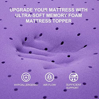 SINWEEK 3 Inch Gel Memory Foam Mattress Topper Ventilated Soft Pressure Relieve Mattress Pad, Breathable Bed Topper, CertiPUR-US Certified, Queen Size