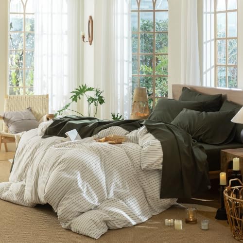 MooMee Sheet Set 100% Washed Cotton Linen-Like Extra Deep Pocket King