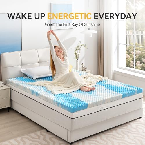 SINWEEK 3 Inch Egg Crate Memory Foam Mattress Topper Full Size, Soft Mattress Pad for Back Pain Relief, Bed Topper, CertiPUR-US Certified, Blue