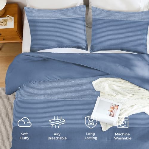 Litanika Oversized King Comforter Set - 3 Pieces Stripe Bed Set