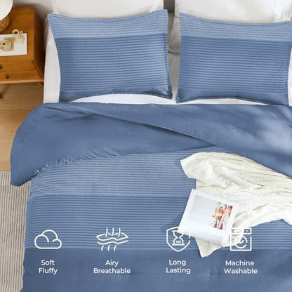 Litanika Oversized King Comforter Set - 3 Pieces Stripe Bed Set