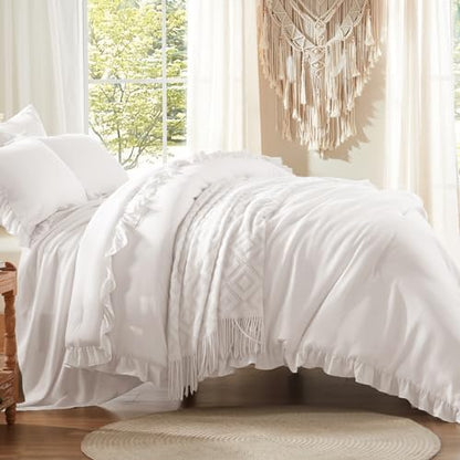 Anluoer Full Size Comforter Sets 7 Piece,Ruffle Bed in a Bag Bedding Set
