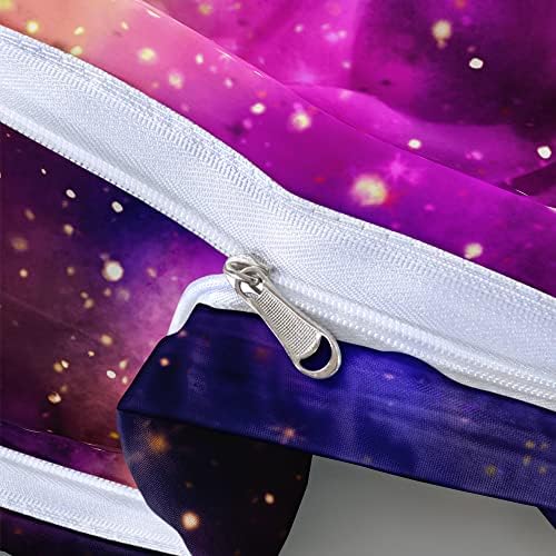 Galaxy Duvet Cover Space Bedding Set Twin Size for Teen Kids, for Boys and Girls Purple Bed Set Printed with 1 Comforter Cover and 2 Pillowcases