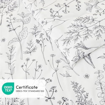 Love's cabin White Full Size Comforter Set - Comforter Set Full, 3 Pieces Cute Floral Bedding Sets for All Seasons,1 Soft Reversible Botanical Flowers Comforter and 2 Pillow Shams