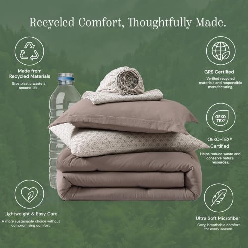 Full Comforter Set with Sheets-7 Pieces Soft Recycled Bed in a Bag Bedding