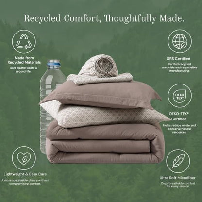 Full Comforter Set with Sheets-7 Pieces Soft Recycled Bed in a Bag Bedding
