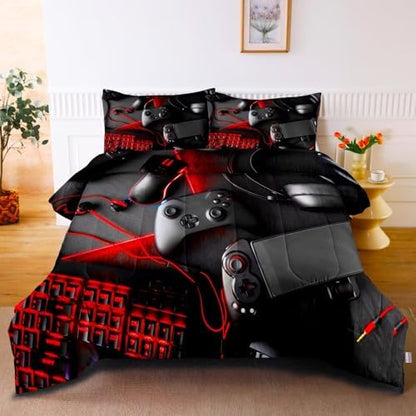 Gaming Comforter for Boys Teens,Game Bedding Sets Full,Kids Gamer Comforter Set,Video Game Bedroom Bed Set Controller Duvet All Season 3 Piece