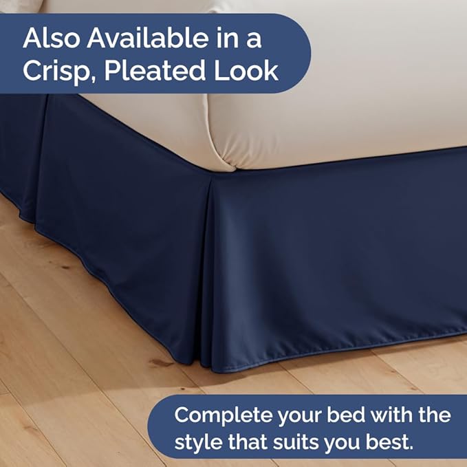 Bedskirt King Size Ruffle - 18 inch Drop Dust Ruffle Bed Skirt with Platform - Ultra-Soft, Easy Fit, Premium Hotel Quality - Wrinkle, Fade & Shrink Resistant - for Women, Men, Kids and Teens - Navy