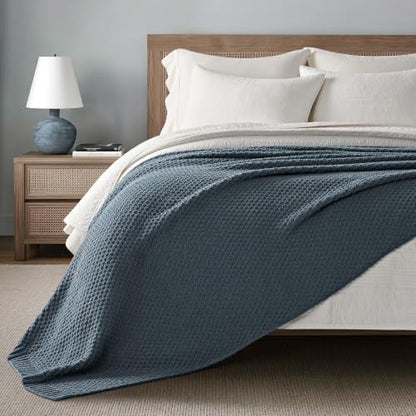EVERGRACEHOME Chunky Chenille Knit Throw Blanket, 90 x 90, Stormy Blue
