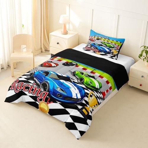 Feelyou Speed Sports Car Comforter Set Twin Size for Boys Girls