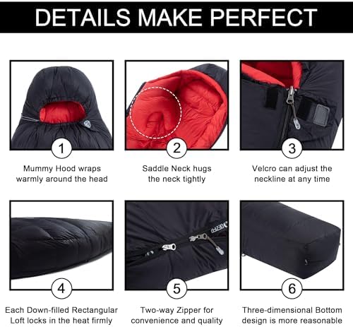 0 Degree Down Sleeping Bag for Adults,Cold Weather Backpacking