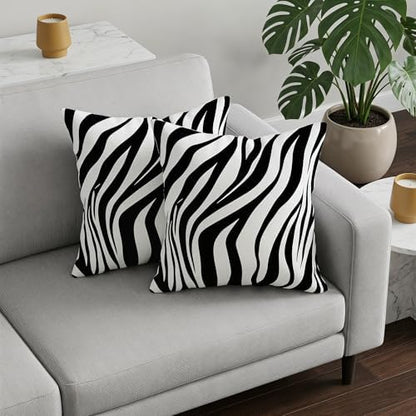 TOMWISH Black and White Zebra Print Throw Pillow Covers 26x26 in Sets of 2