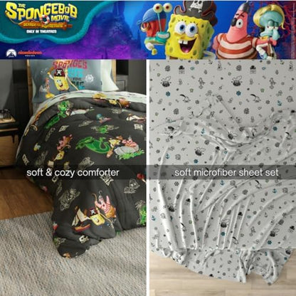 Spongebob Squarepants Movie Kids Bedding Set, Twin Size, Roblox UGC Reward Included – 5-Piece Super Soft Cozy Reversible Comforter & Sheet Set (Officially Licensed Product) by Franco