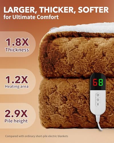 Homemate Heated Electric Throw Blanket 50"x60" Faux Fur Heating Blankets