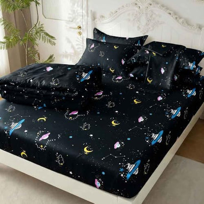 SDY Space Twin Bedding Set with Cozy Space Comforter and Sheets ，Kids Bed in a Bag for Boys Girls