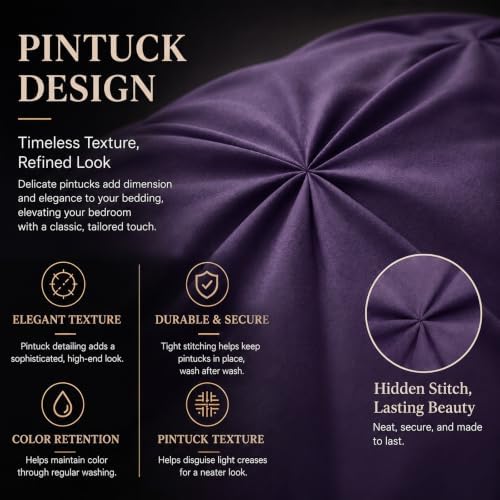CozyLux Twin XL Comforter Set Purple, 5 Pieces Pintuck Bed in a Bag