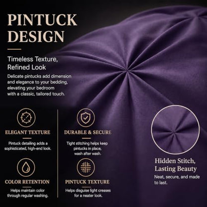 CozyLux Full Size Comforter Sets Purple, 7 Pieces Pintuck Bed in a Bag