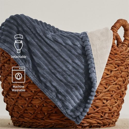 Heated Blanket Twin Size, 6 Heat Levels Electric Blanket, Blue