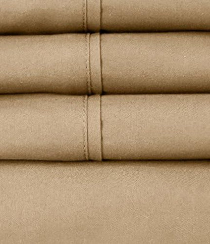 Twin Size Bed Sheets - 4 Piece 1500 Supreme Collection Fine Brushed Microfiber Deep Pocket Twin Sheet Set Bedding - 1 Extra Pillow Cases, Great Value, Twin, Taupe (Pack of 2)