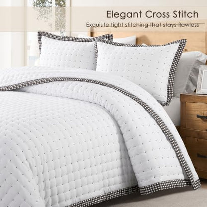 WDCOZY Cloud Soft Quilt Set, King Size, White Trim, 3 Pieces 104x90 inches