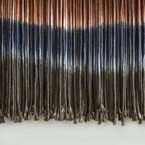 Flber Macrame Wall Hanging Blue Dip Dye for Bedroom 27" W x 19" L