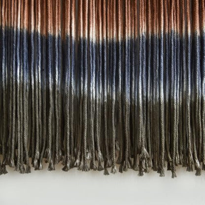 Flber Macrame Wall Hanging Blue Dip Dye for Bedroom 27" W x 19" L