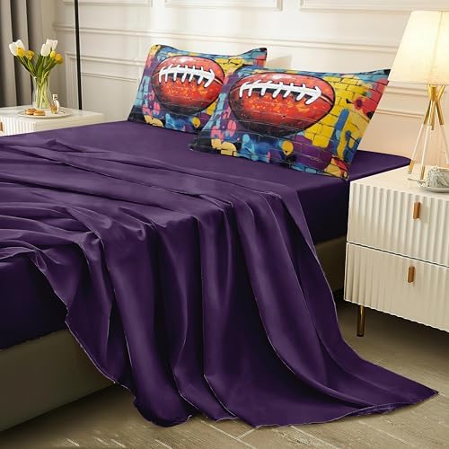 Helloosun 5PCS Football Comforter Set Full,Sports Bedding Sets for Boys,Full Comforter Sets for Boys,Football Bedding Set with Sheets