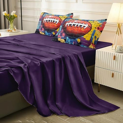 Helloosun 5PCS Football Comforter Set Full,Sports Bedding Sets for Boys,Full Comforter Sets for Boys,Football Bedding Set with Sheets