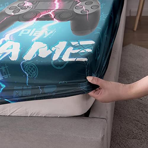 HOSIMA Gamepad Print Gamer Bedding Sets Full,1 Fitted Sheet+2 Pillowcases.
