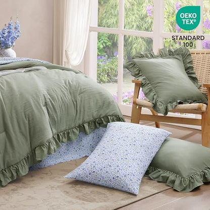 BLOOMHAVEN Oversized King Comforter Sets-7 Pieces Ruffle Bedding