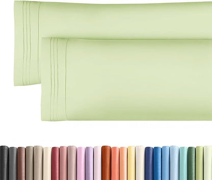 Body Pillowcases Set of 2-20x54 Long Body Pillow Case - Soft Body Pillow Cover for Sleeping & Side Sleepers - Comfy, Wrinkle & Fade Free - Machine Washable w/Envelope Enclosure Light Sage Green
